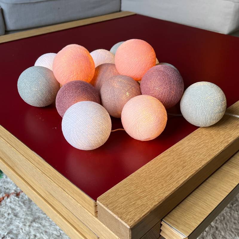 Guirlande lumineuse boule Rose & Blanc