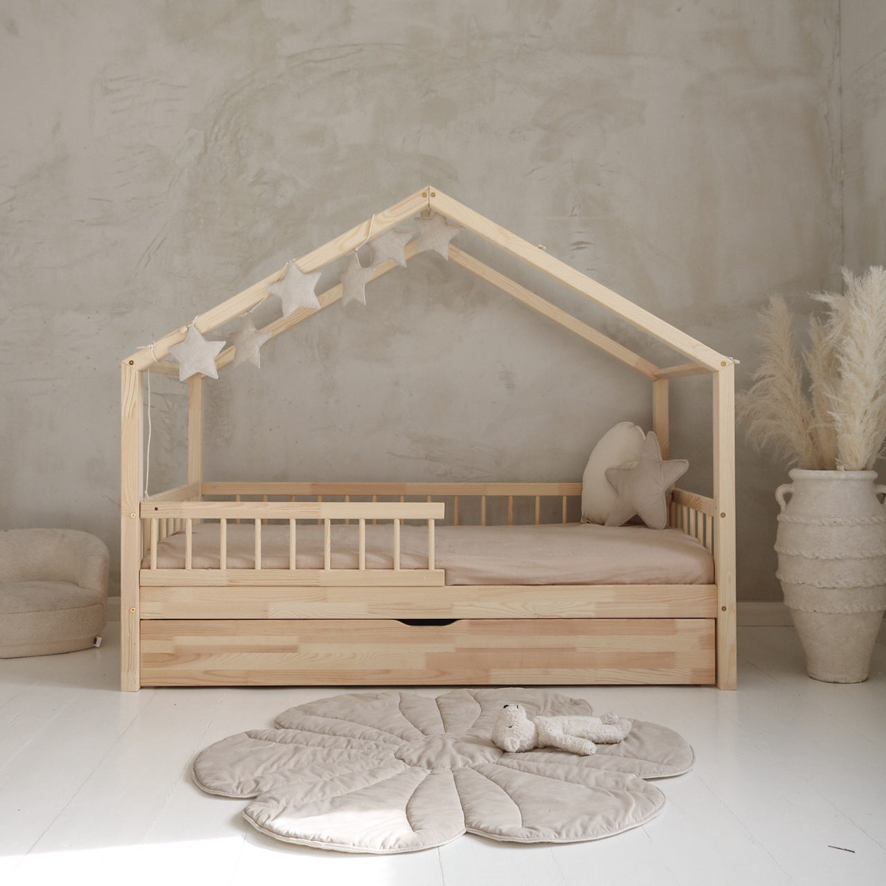 Lit cabane avec tiroir Brieuc 120x200cm