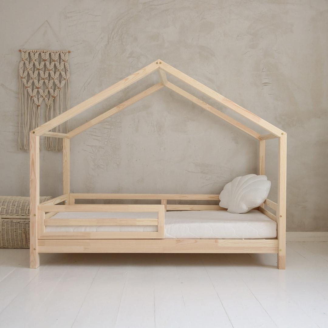 Lit cabane avec barrière Filipa 90x190cm blanc