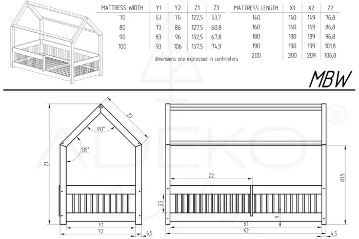 Cabinebed met slagboom 90x200cm