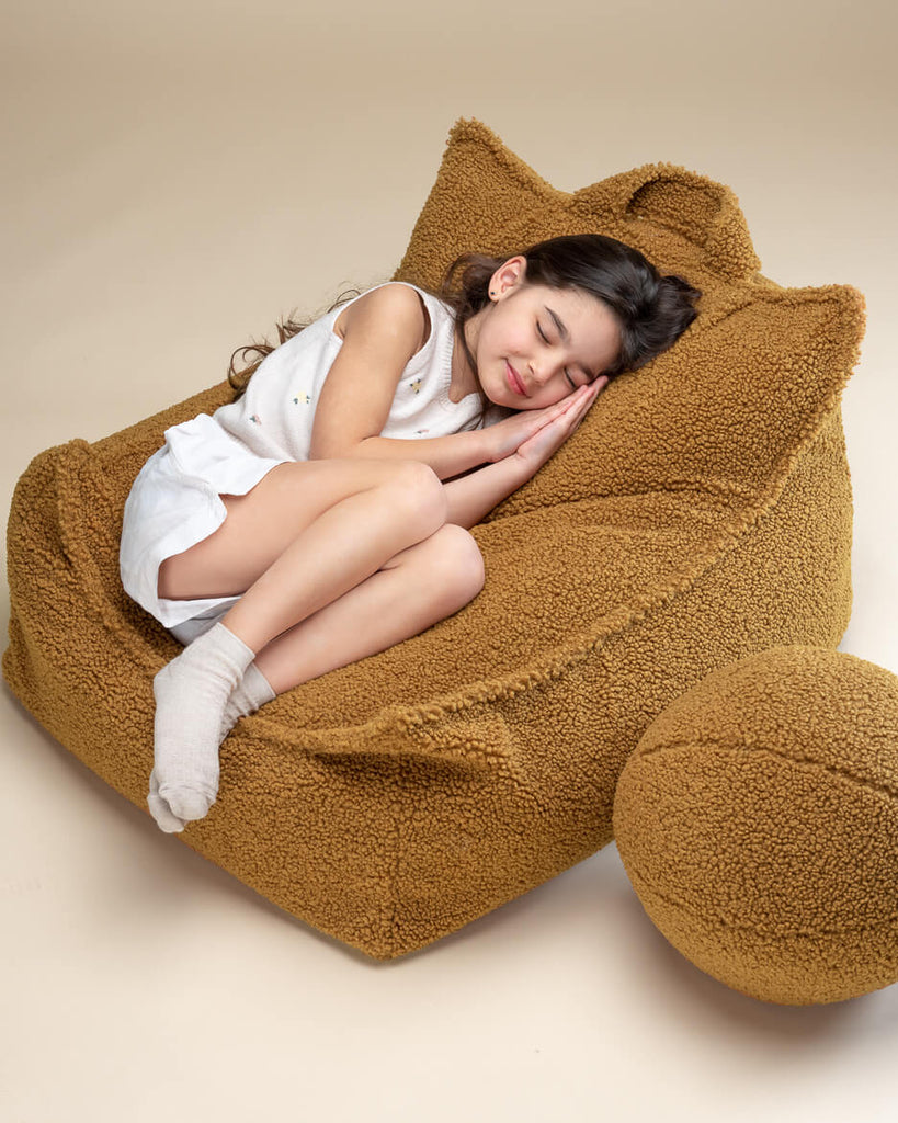 Fauteuil enfant Teddy bouclette Jaune moutarde