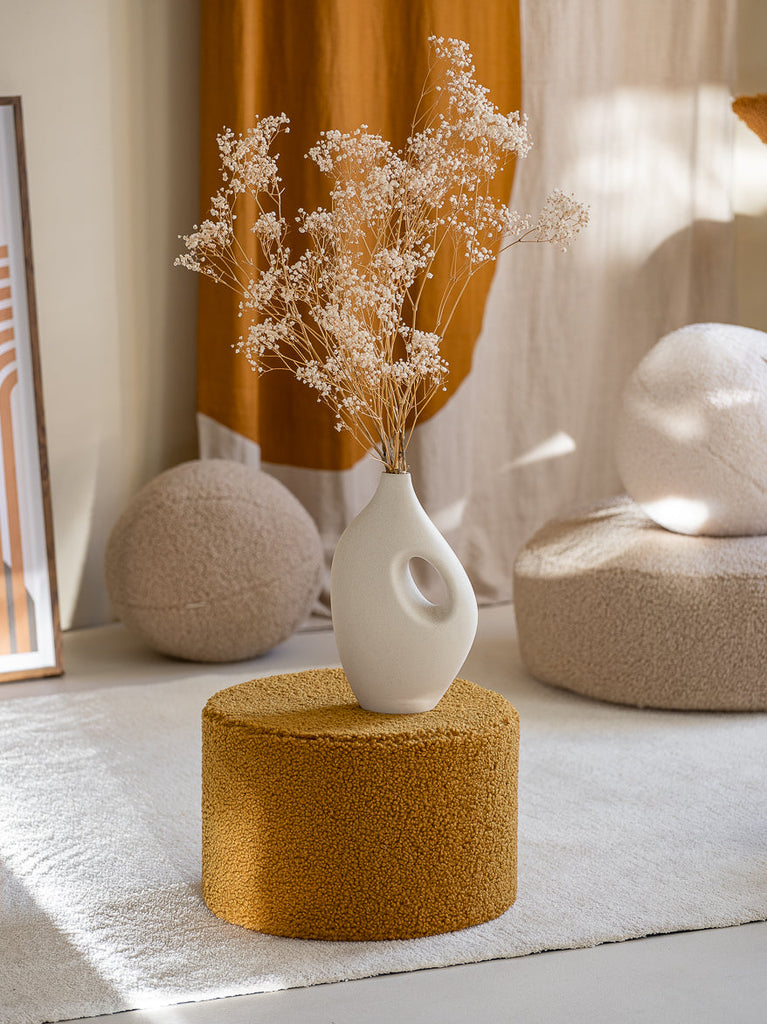 Pouf bouclette Jaune moutarde