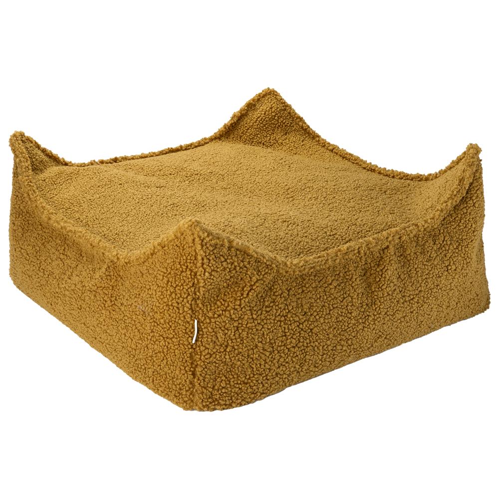 Pouf carré bouclette Jaune moutarde