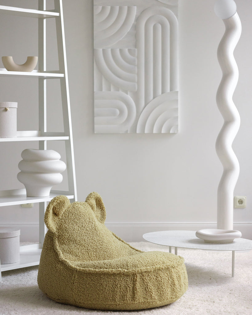 Fauteuil enfant ourson Teddy bouclette Vert pistache