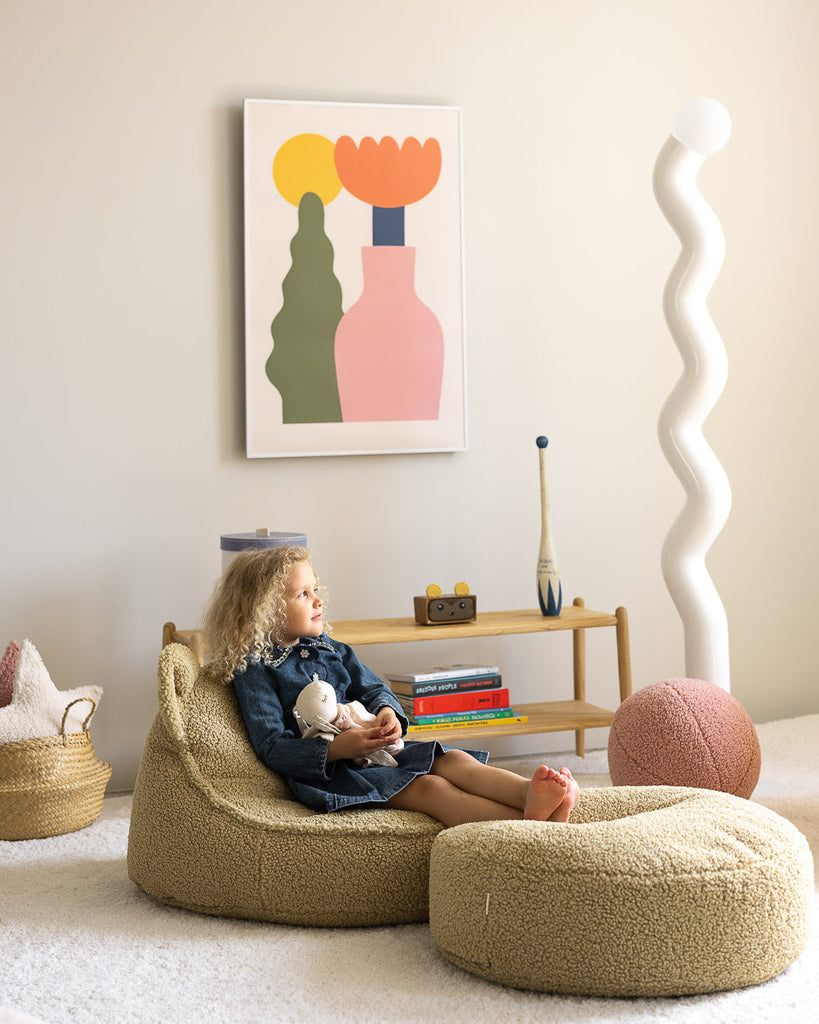 Fauteuil enfant ourson Teddy bouclette Vert pistache