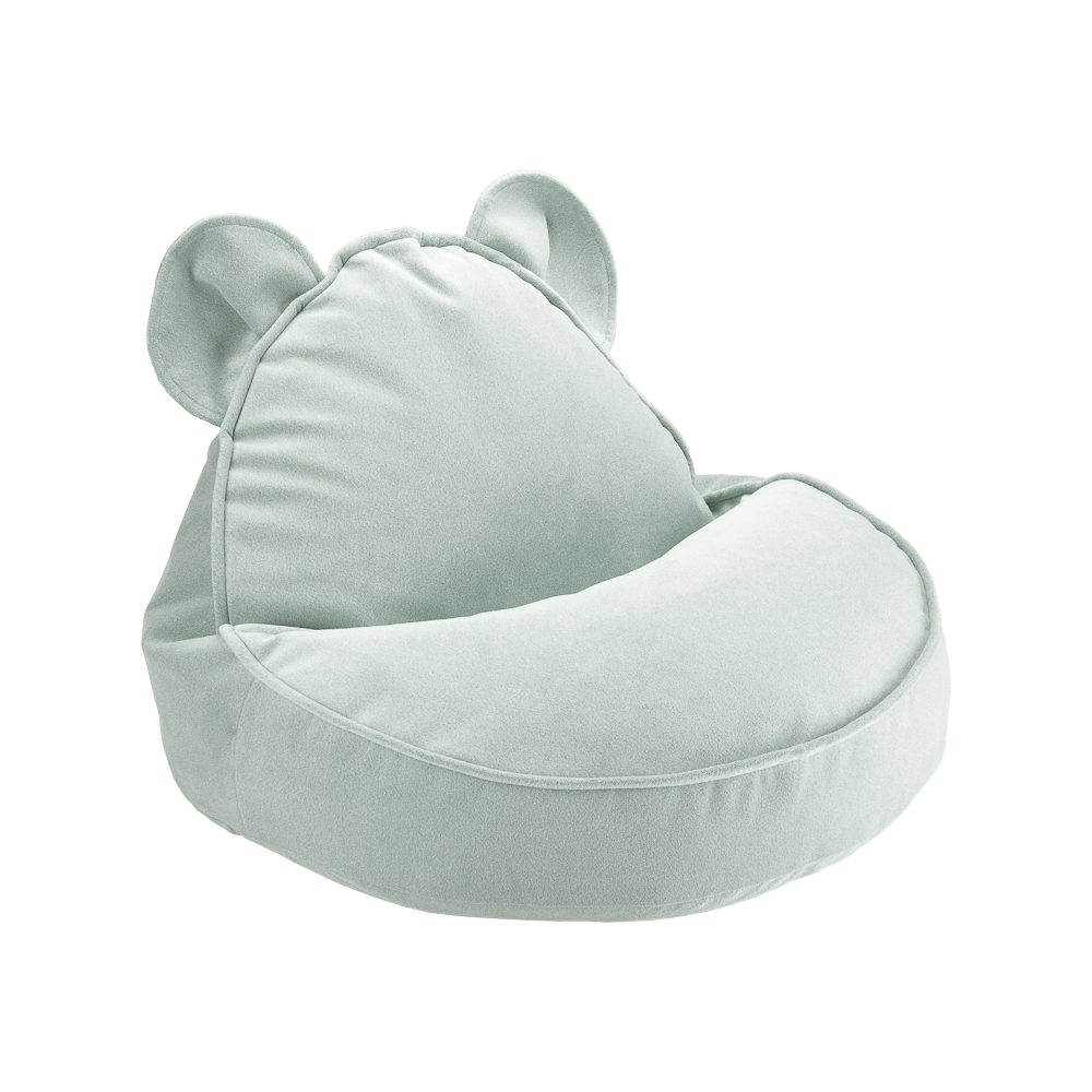 Fauteuil enfant ourson en velours - Vert menthe