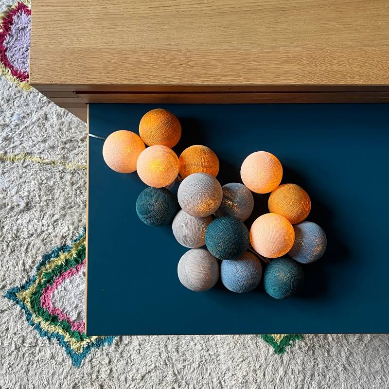 Guirlande lumineuse boule Bleu & camel