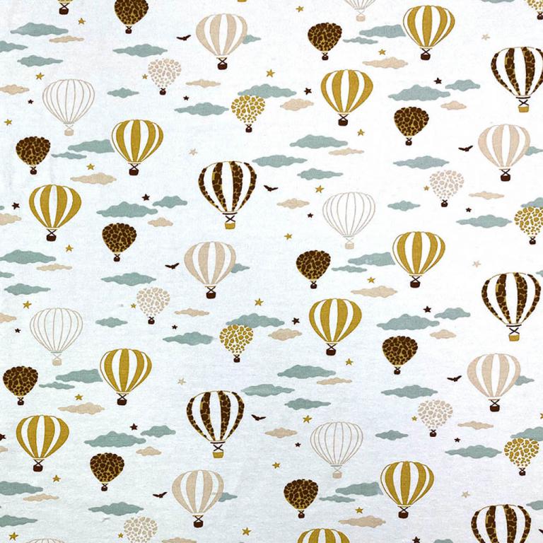 Drap housse jersey de coton bio - Montgolfières