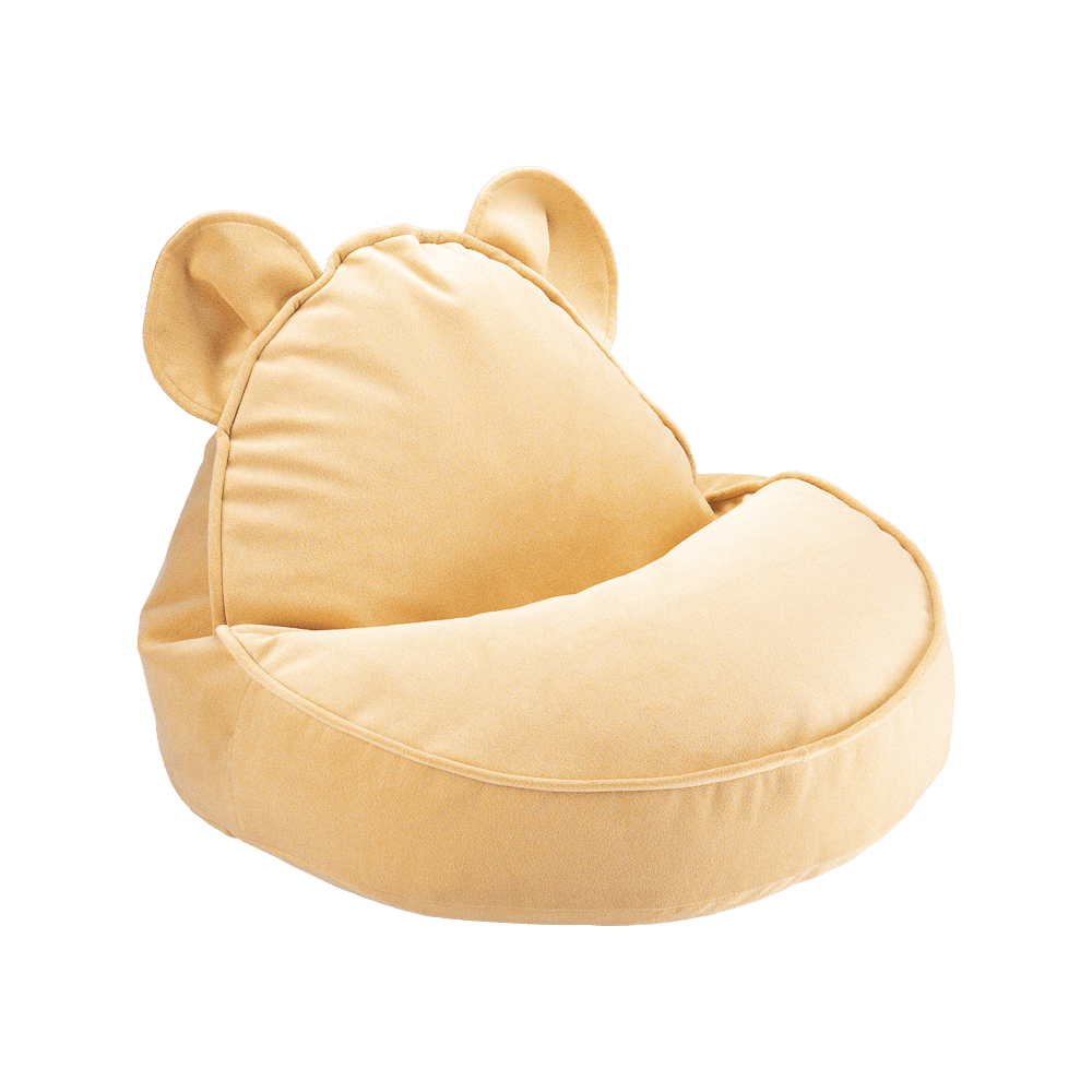 Fauteuil enfant ourson en velours - Jaune