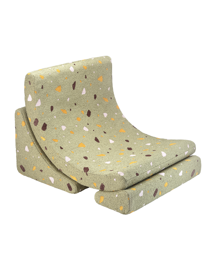 Fauteuil enfant Teddy bouclette Terrazzo Vert pistache