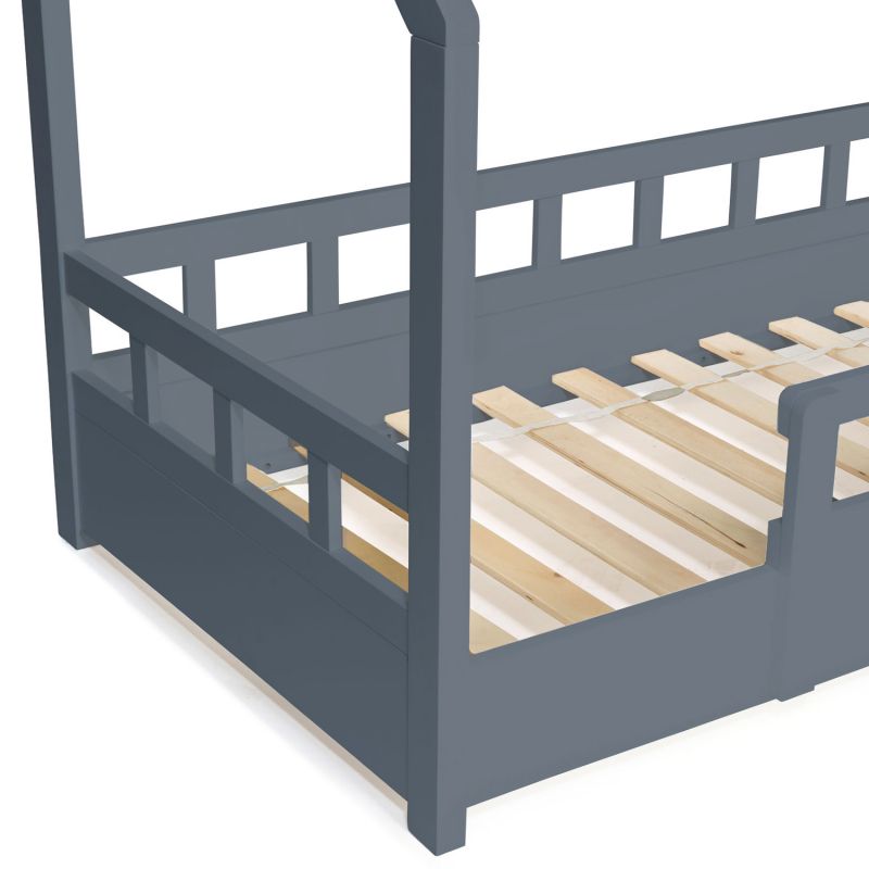 Lit cabane gris avec barrière