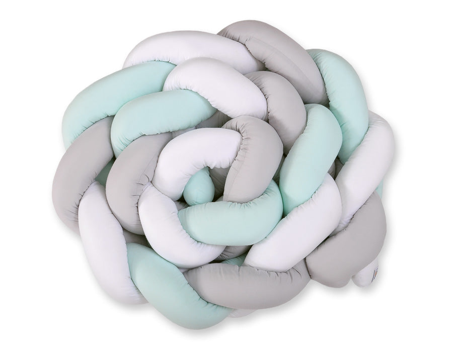 Grande Tresse de lit XXL Blanc & Gris & Menthe