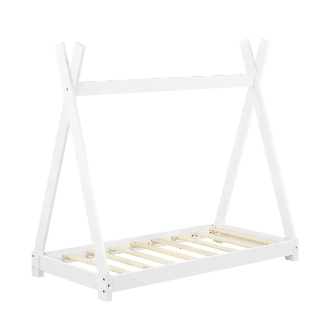 Lit tipi 70x140cm avec matelas - Montessori - Blanc
