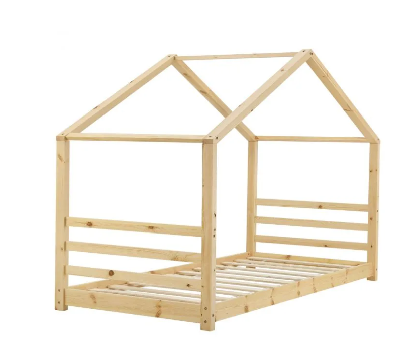 Lit cabane Montessori - 90x200cm - Bois naturel