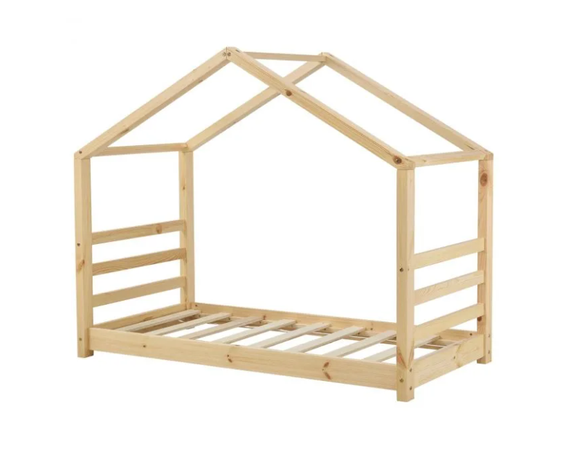 Lit cabane Montessori en bois naturel - 80x160cm