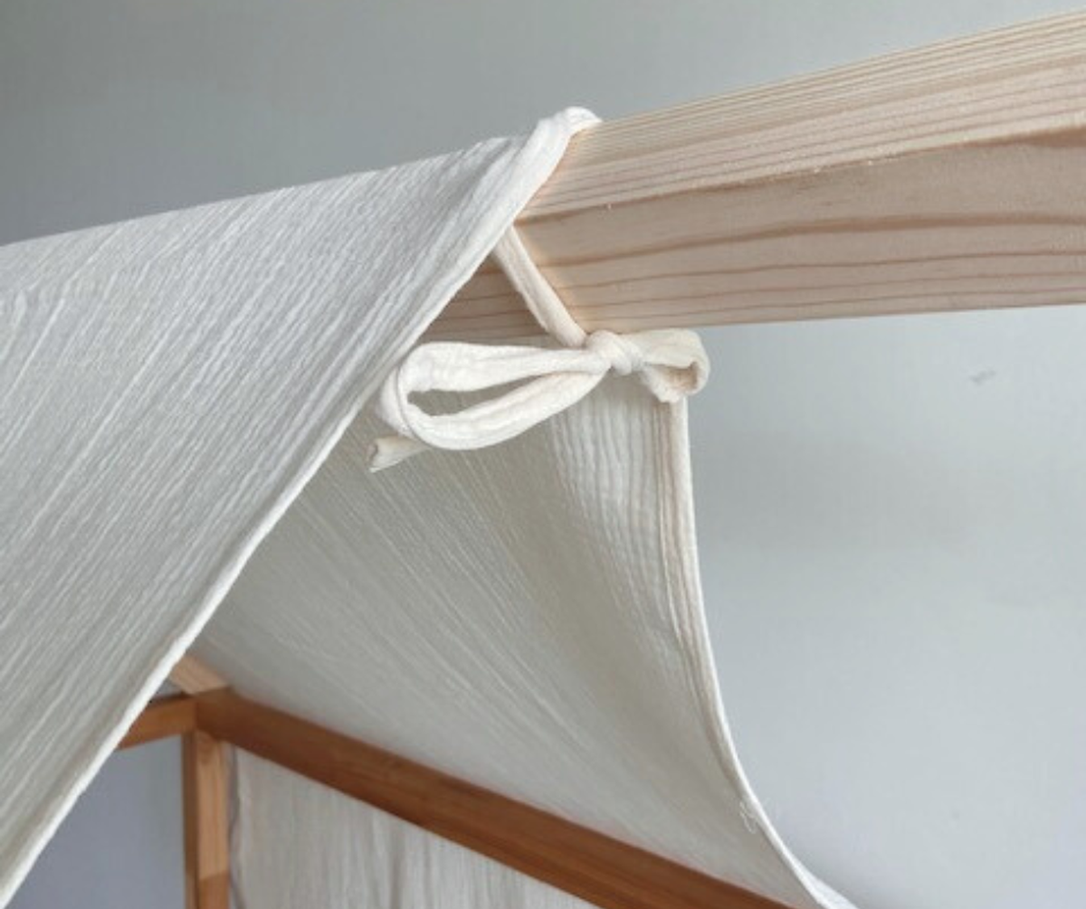 YellowNest Toile de Lit Cabane (2 Pièces) - Ciels de Lit Cabane 80x160- 90x190-140x200 cm - 100% Coton Mousseline - sans Guirlande (Rose, 130 x 320 cm (Set de 2