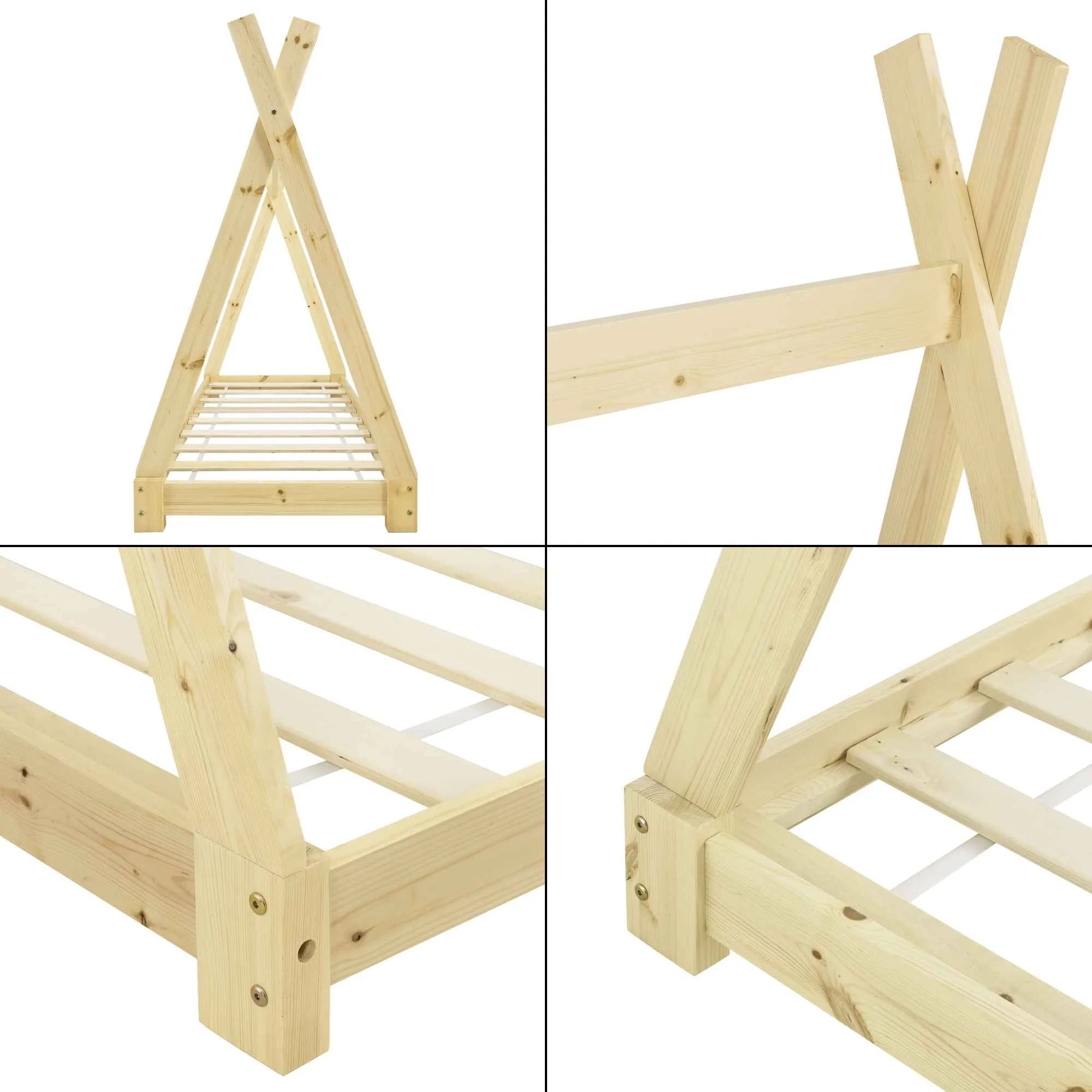 Tipi bed 70x140cm - Montessori - Natuurlijk hout