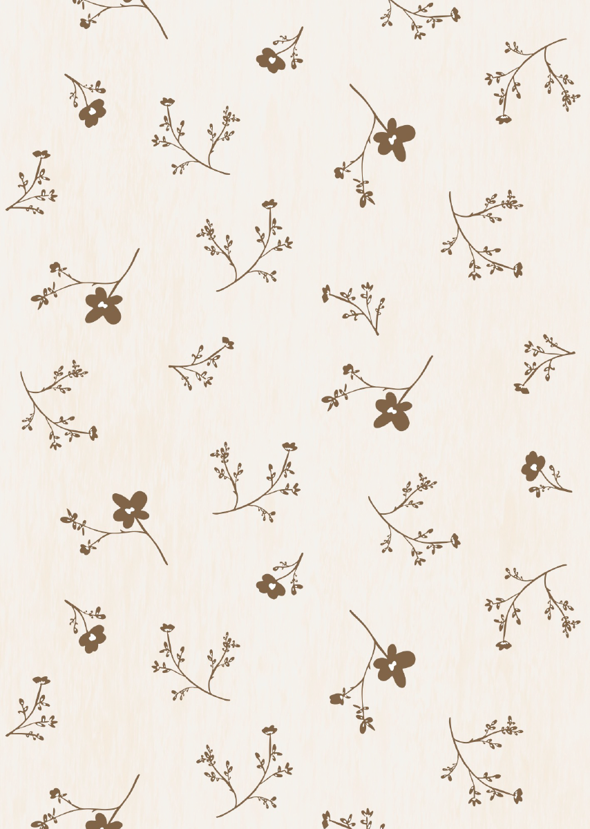 Papier peint chambre enfant Fleurs - Blanc & Marron