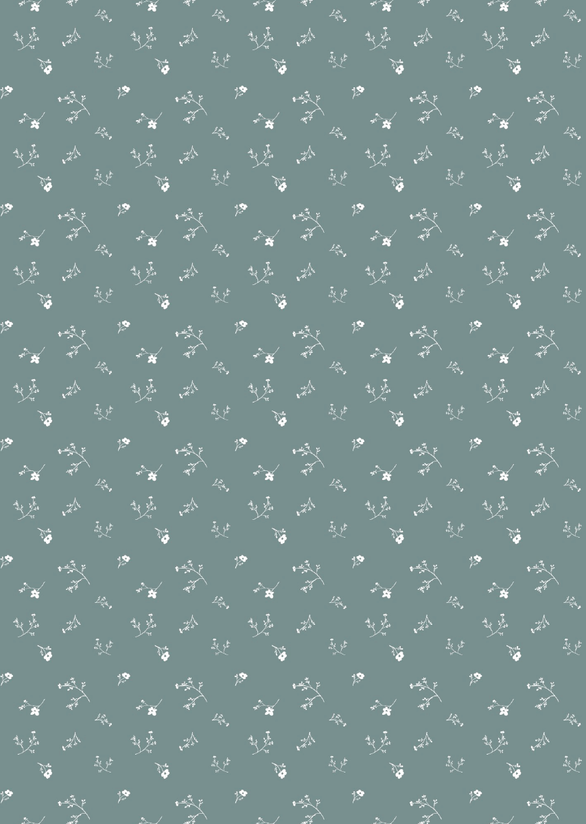 Papier peint chambre enfant Fleurs - Bleu & Blanc
