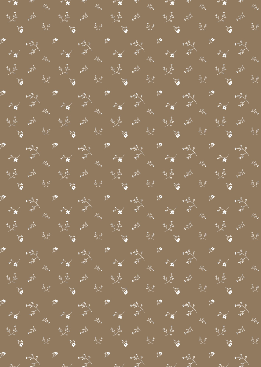 Papier peint chambre enfant Fleurs - Marron & Blanc