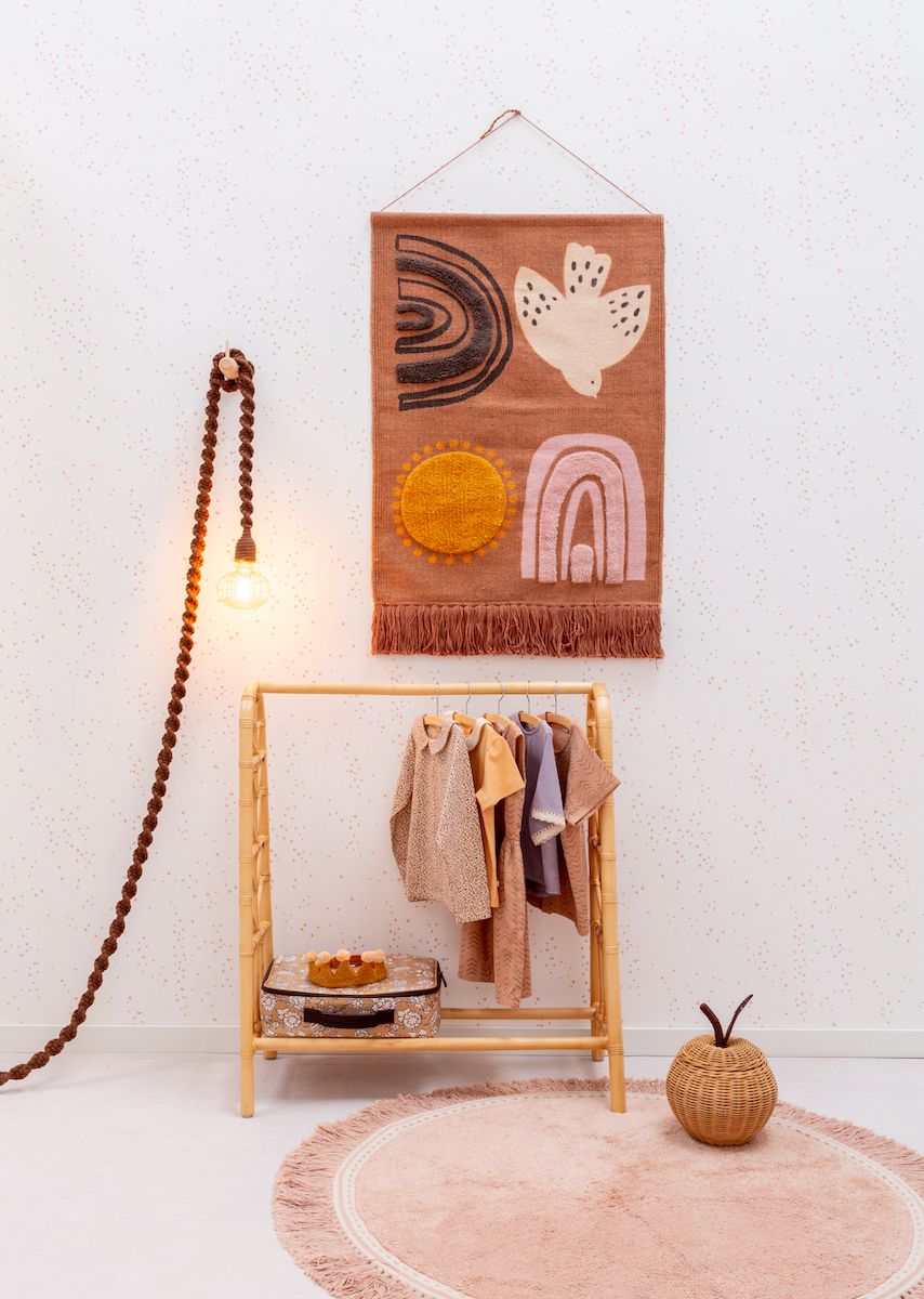 Confetti kinderkamer behang - Roze & Wit