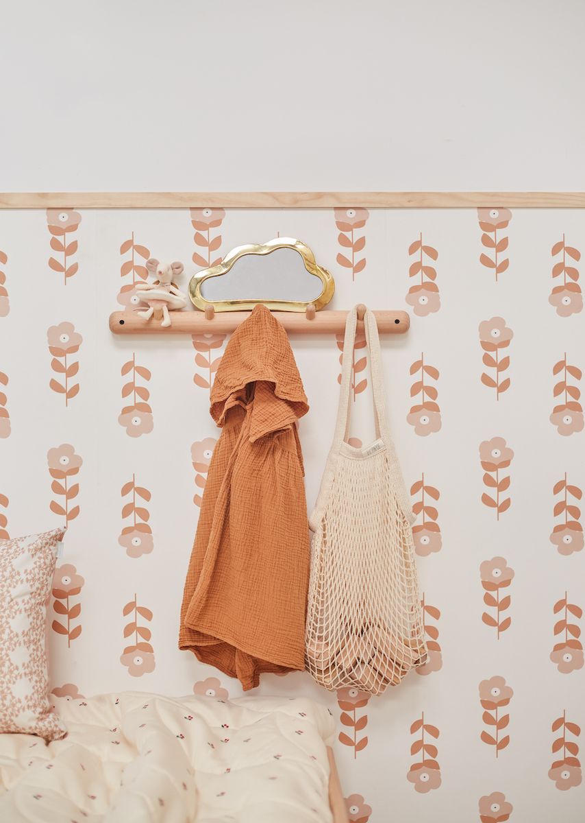 Kinderkamerbehang Bloemen - Roze & Terracotta