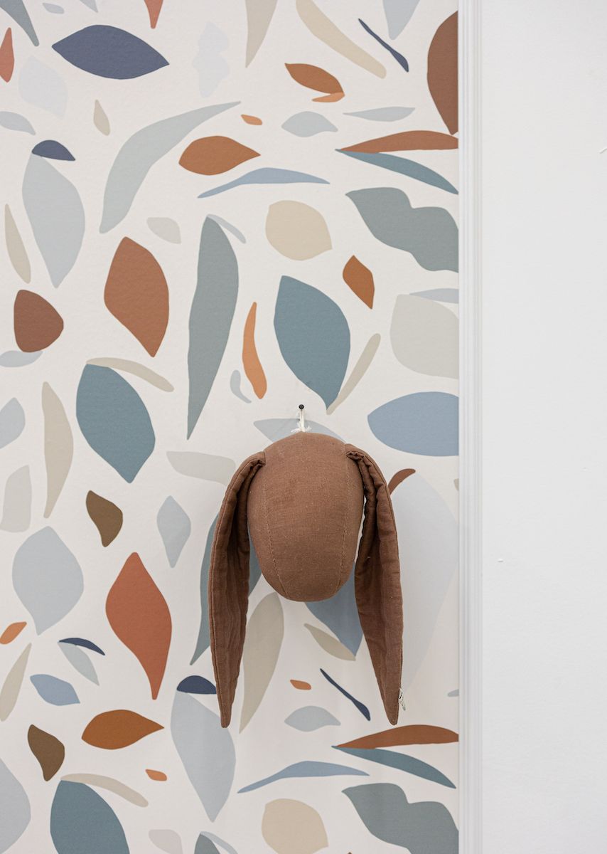 Papier peint chambre enfant motif fruits - Bleu & Terracotta