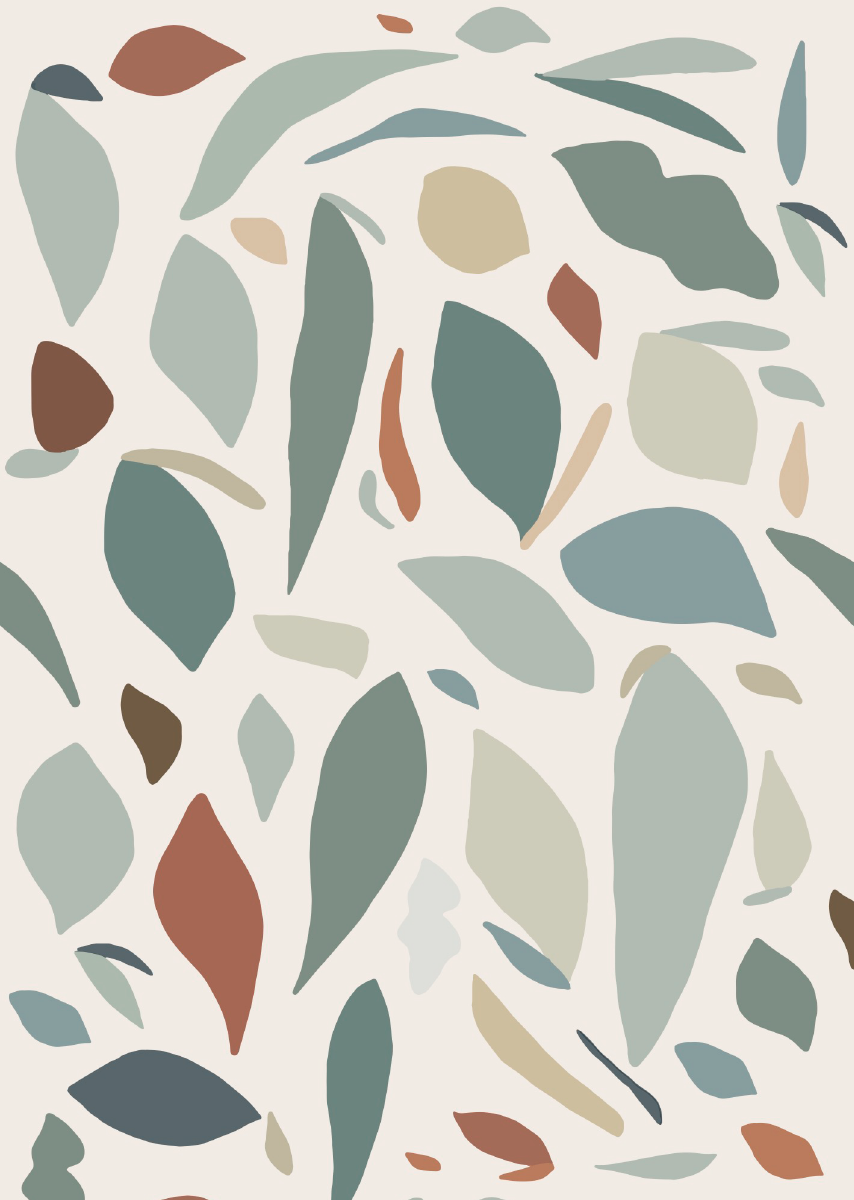Papier peint chambre enfant motif fruits - Bleu & Terracotta