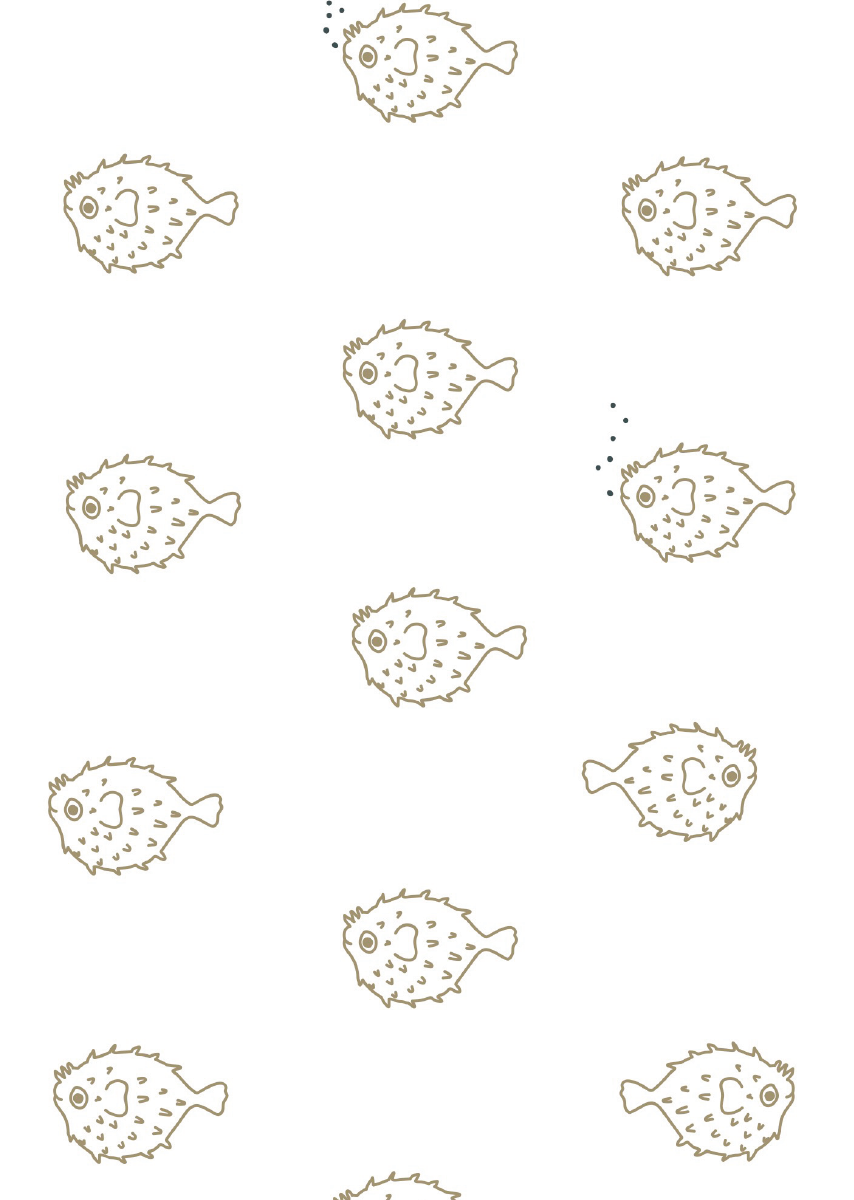 Papier peint chambre enfant Poisson - Jaune ocre