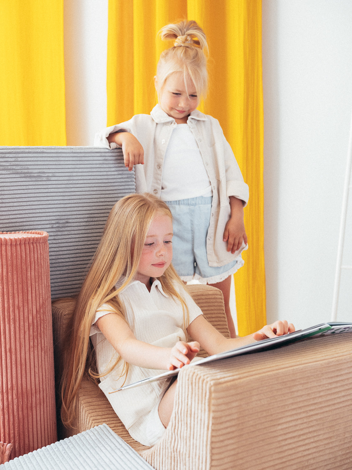 Rainbow Montessori Poef - Beige Groen & Roze