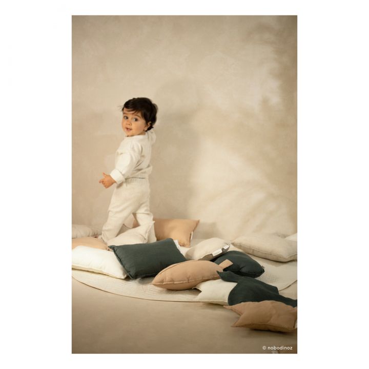 Coussin nuage en lin français grège