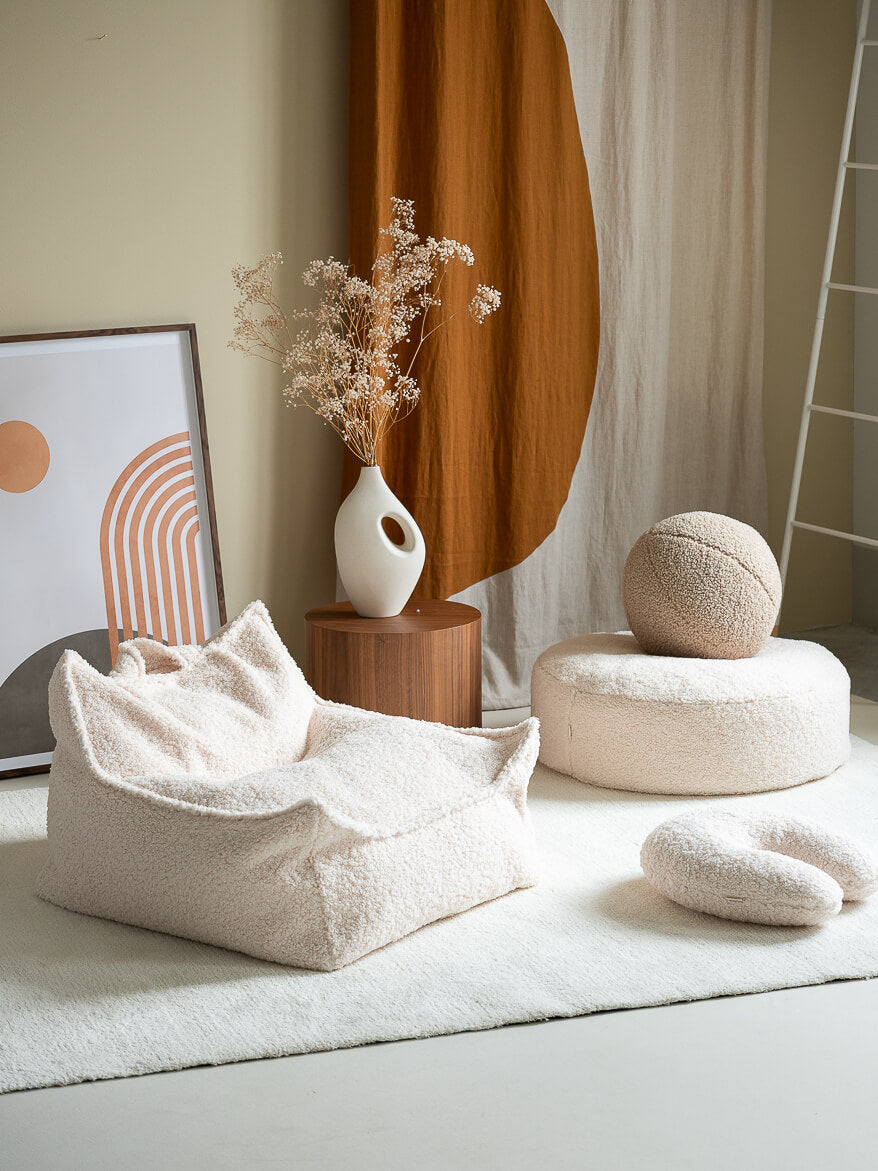 Fauteuil enfant Teddy bouclette Ecru