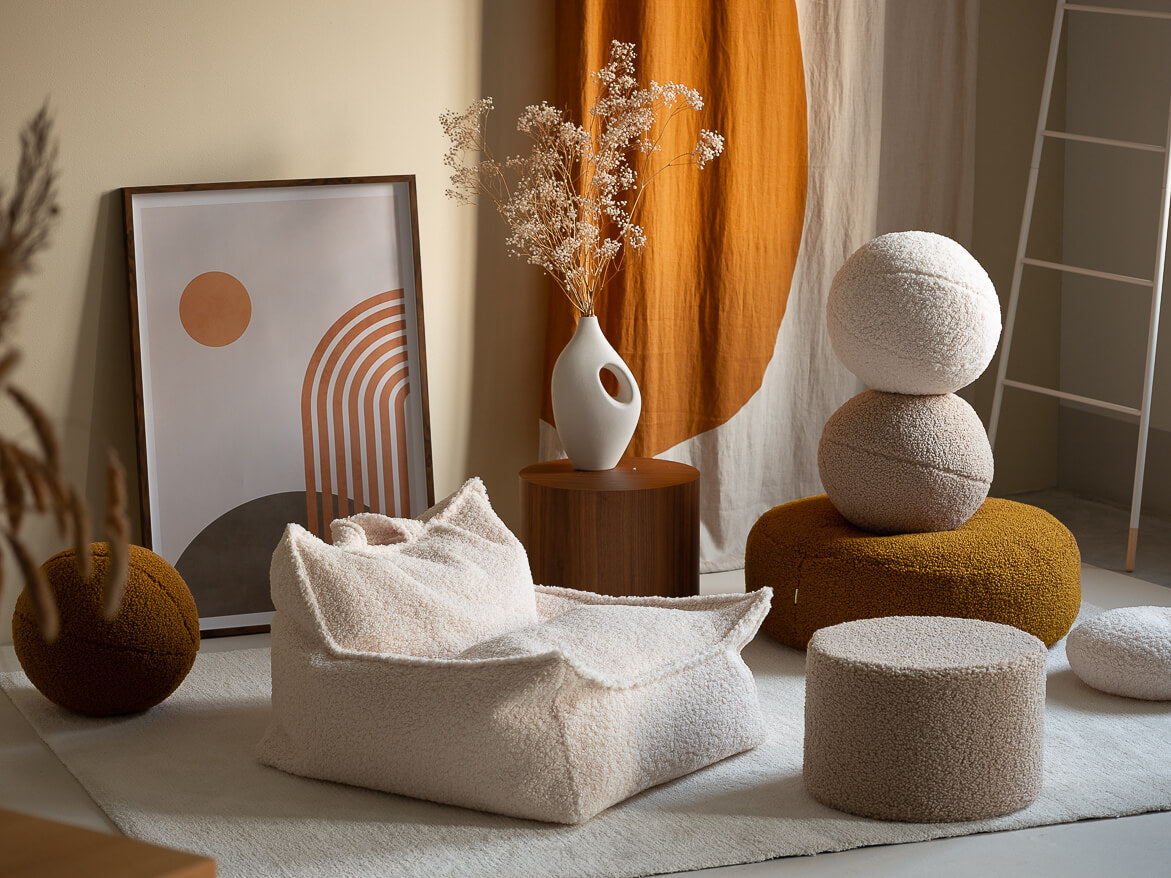 Fauteuil enfant Teddy bouclette Ecru