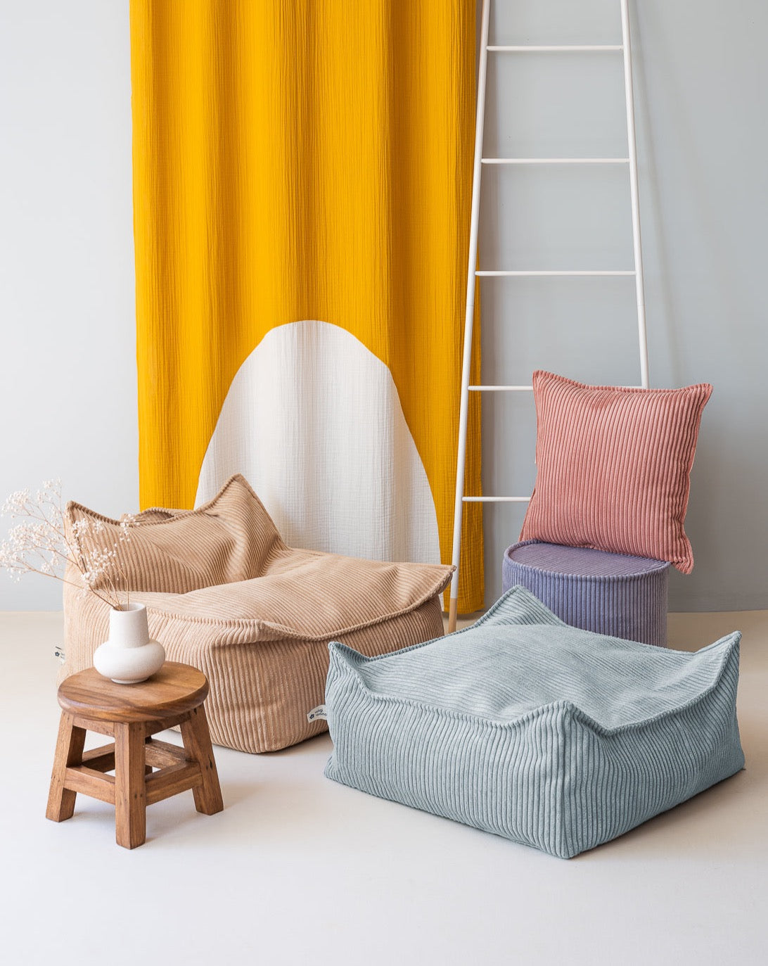 Pouf carré velours Vert Menthe