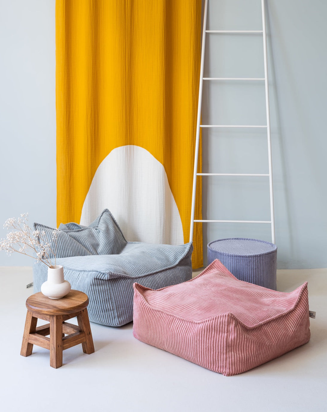 Pouf carré velours Rose