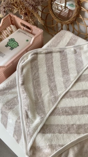 Cape de bain bébé Beige &amp; Ecru