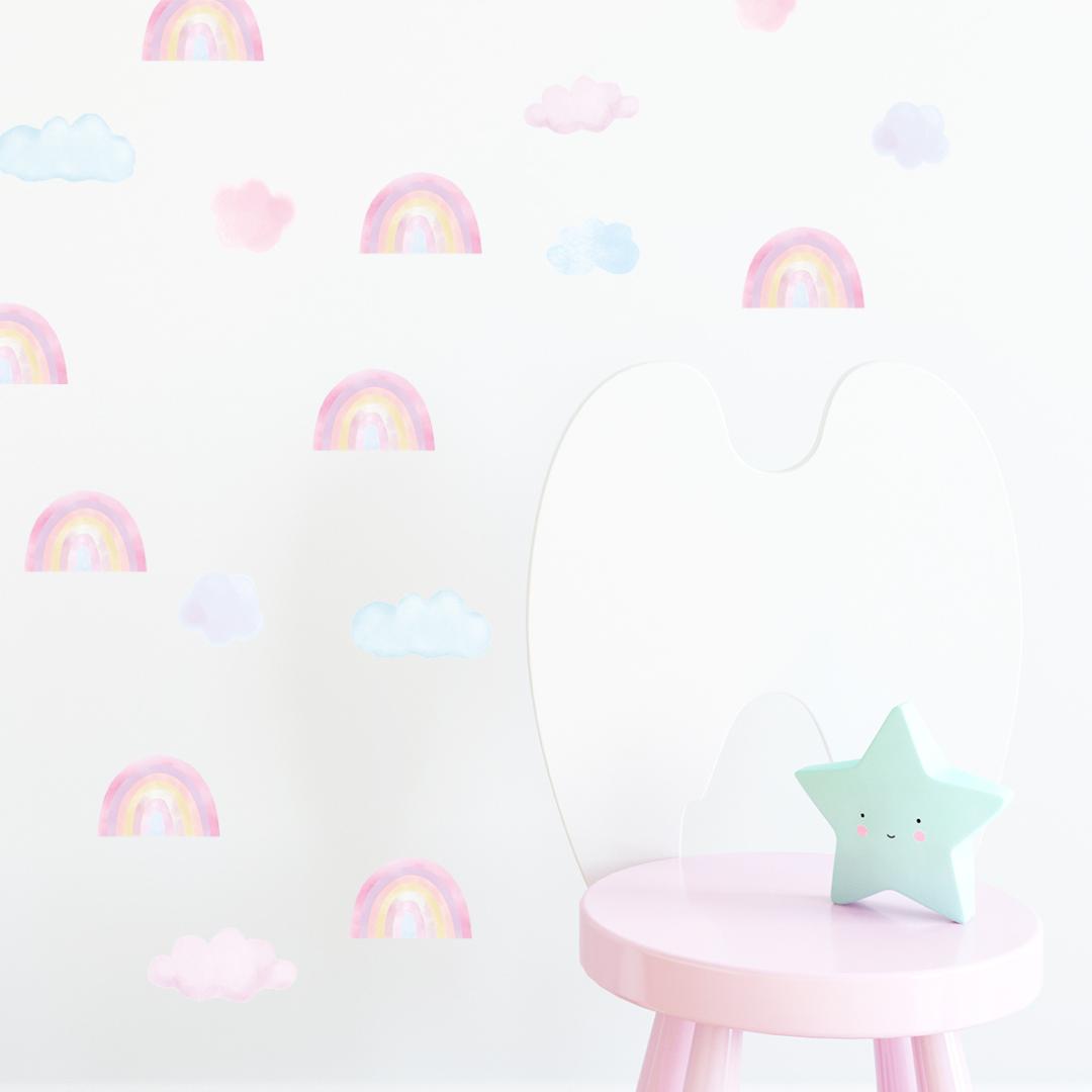 Sticker Arc-en-ciel Rose &amp; Nuage Bleu Rose