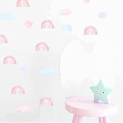 Sticker Arc-en-ciel Rose &amp; Nuage Bleu Rose