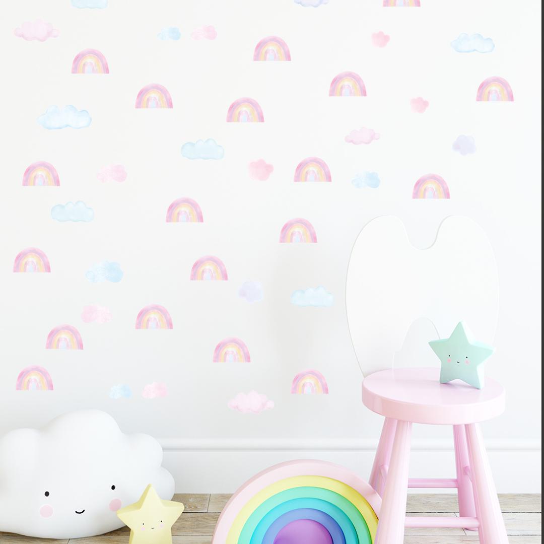 Sticker Arc-en-ciel Rose &amp; Nuage Bleu Rose