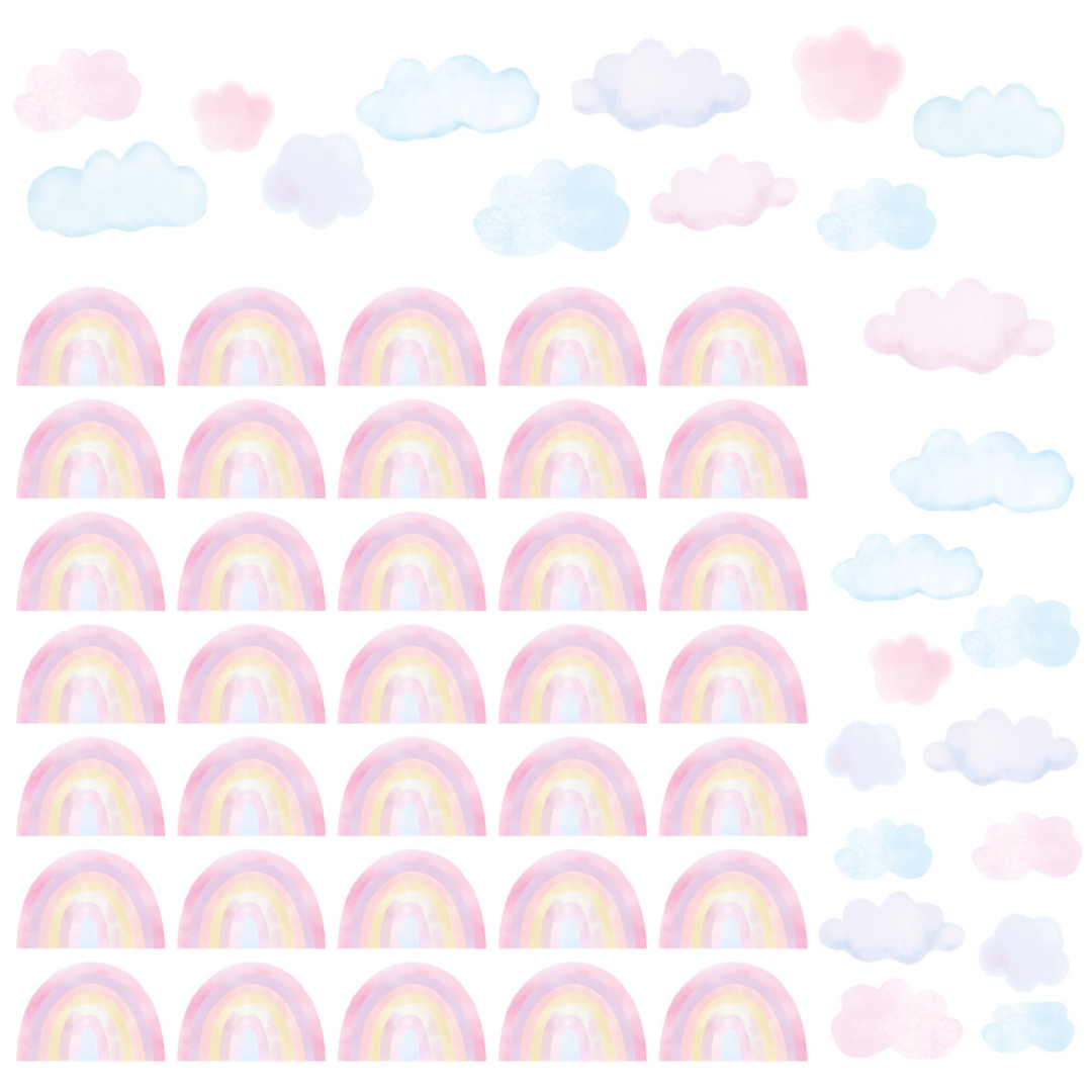 Sticker Arc-en-ciel Rose &amp; Nuage Bleu Rose