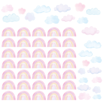 Sticker Arc-en-ciel Rose &amp; Nuage Bleu Rose