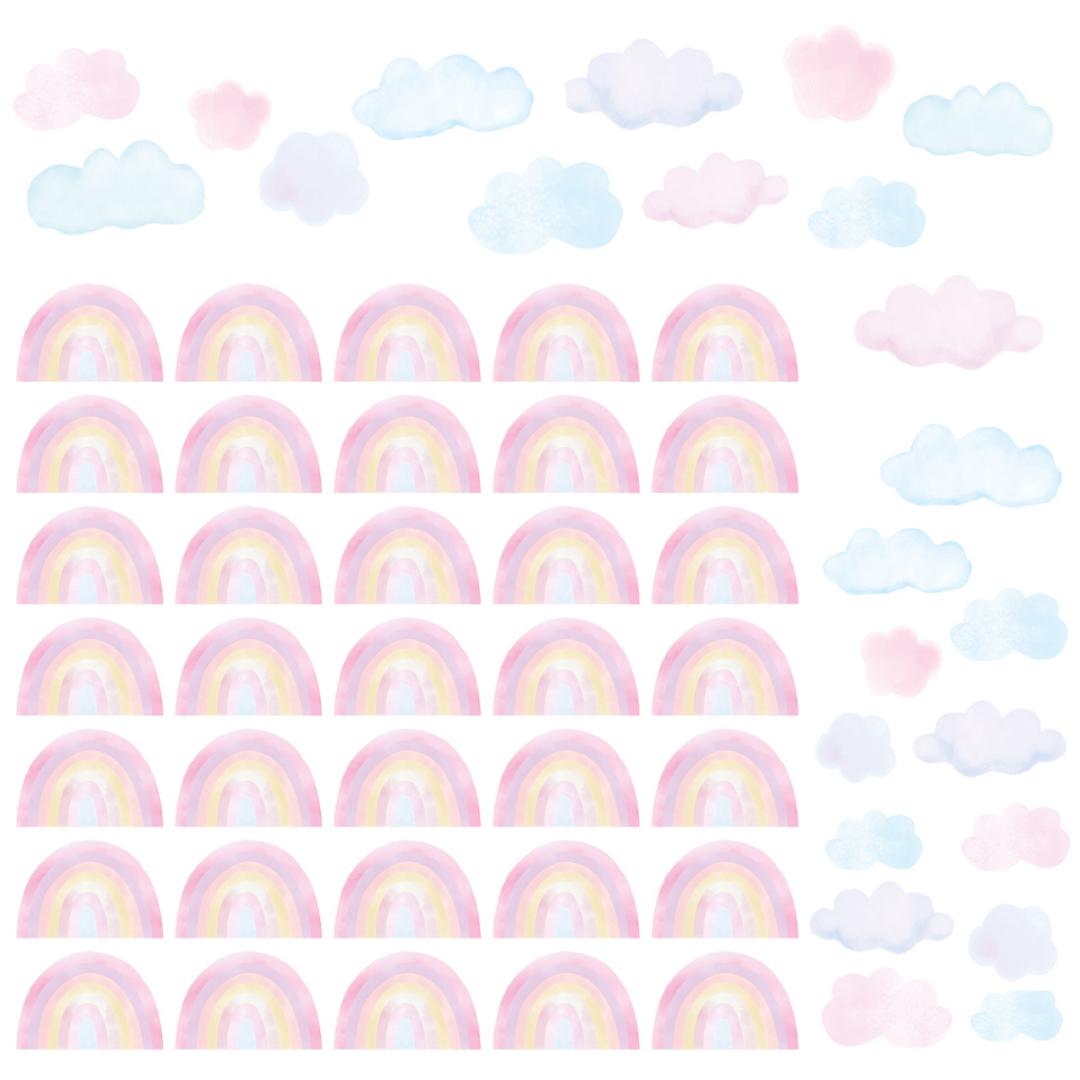 Sticker Arc-en-ciel Rose &amp; Nuage Bleu Rose