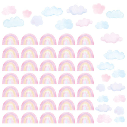 Sticker Arc-en-ciel Rose &amp; Nuage Bleu Rose