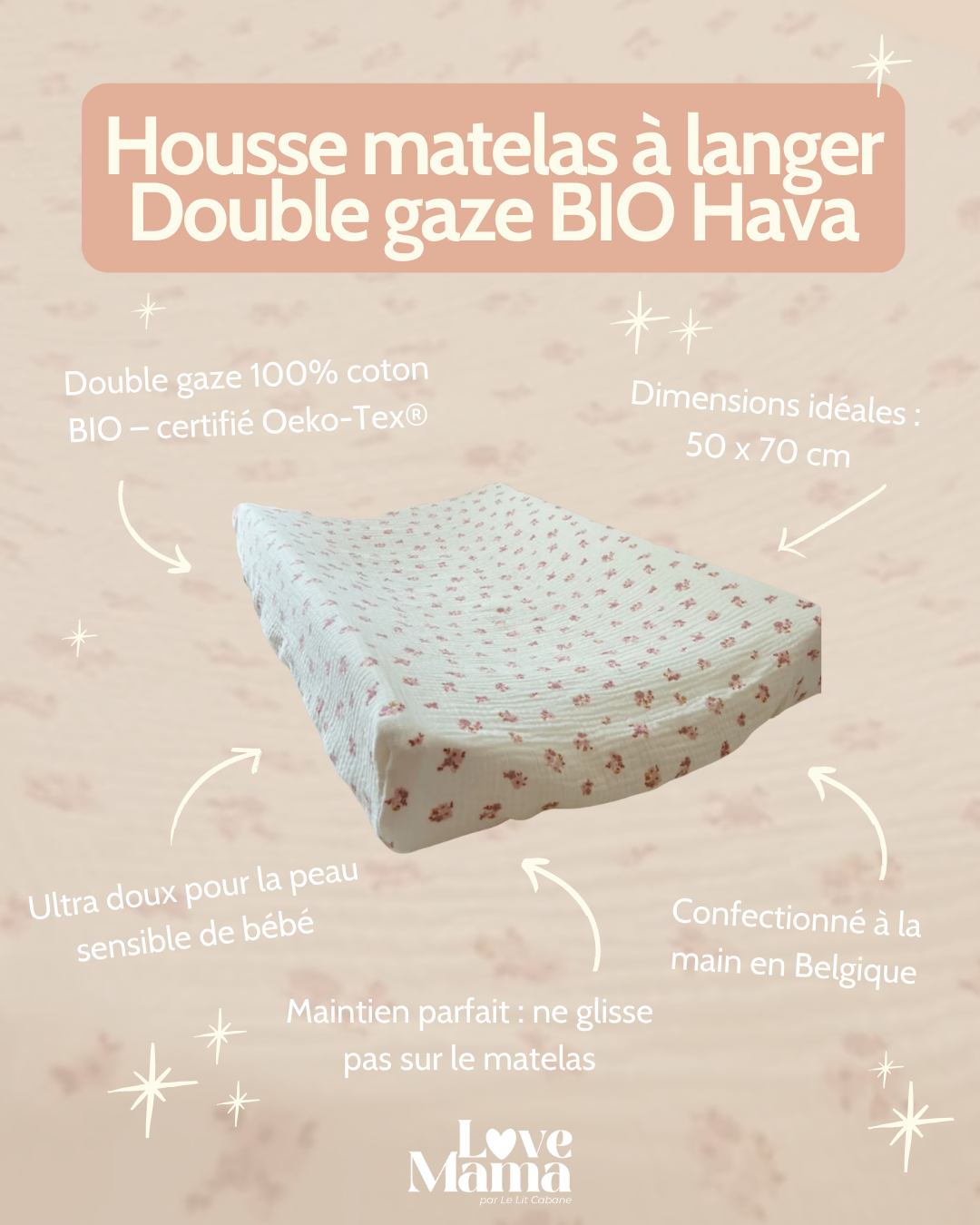 Housse matelas à langer Double gaze BIO Hava