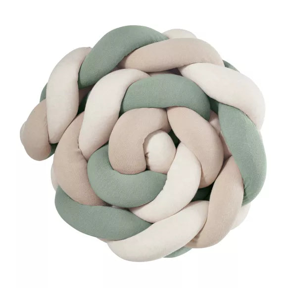 Mintgroen en beige bedvlecht