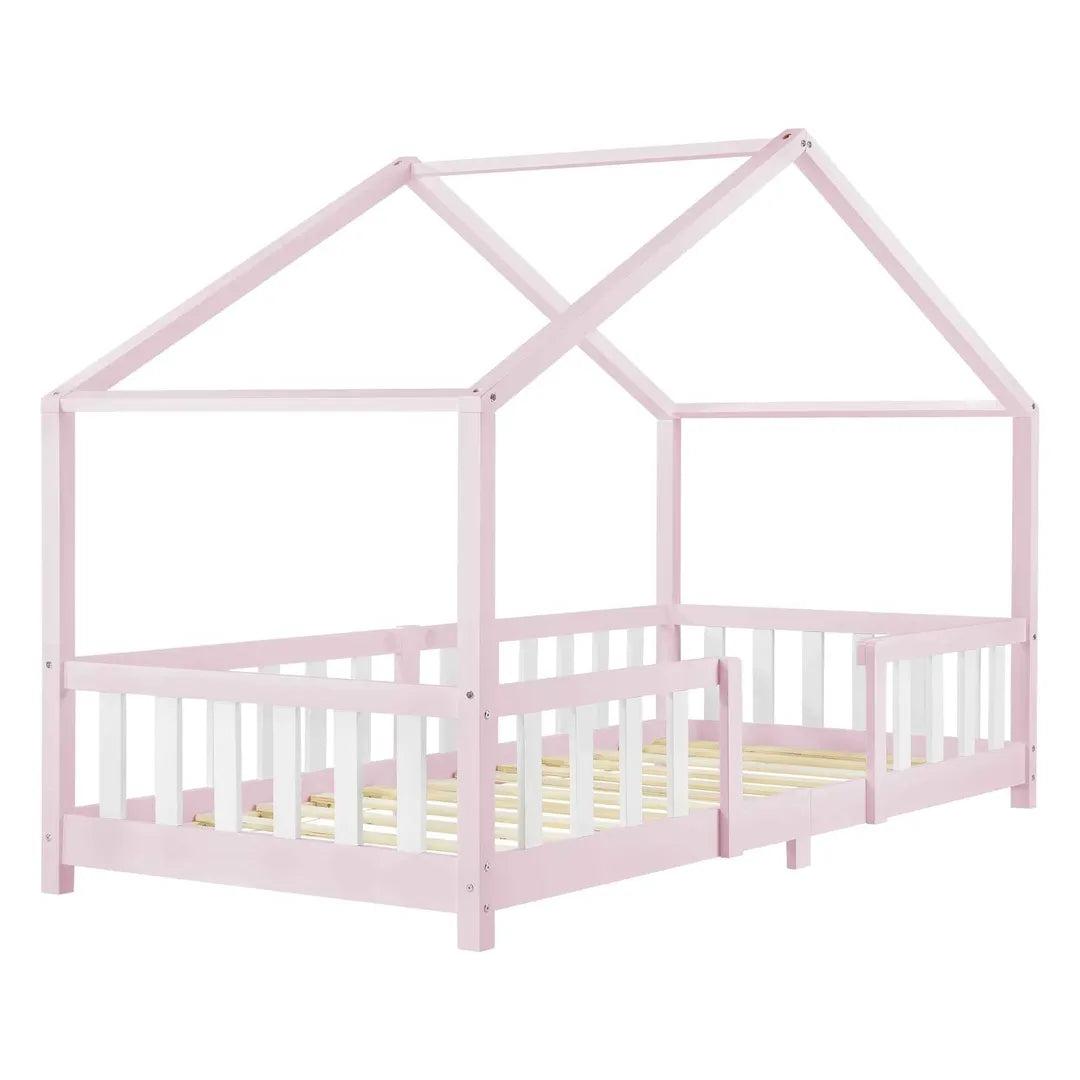 Lit cabane avec barrière 90x200cm