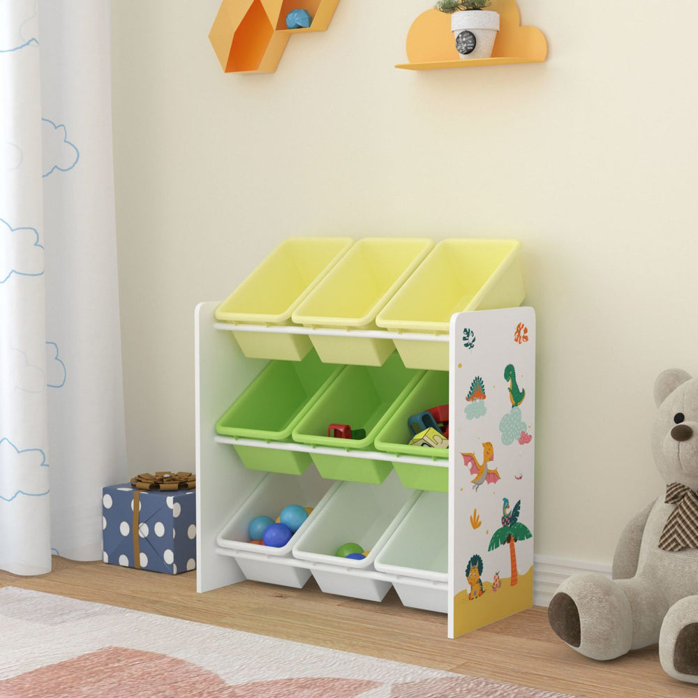 Meuble rangement enfant Dinosaure + 9 bacs