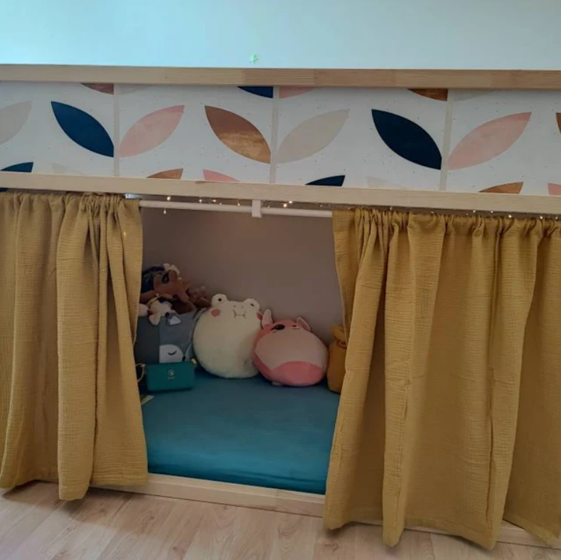 IKEA Kura bedgordijnen - Mosterdgeel