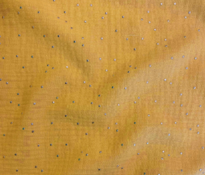 Ciel de lit cabane Jaune moutarde pois dorés