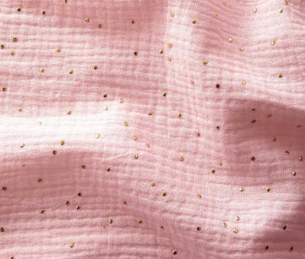 Ciel de lit cabane Rose blush pois dorés